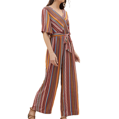 Ethnic Bohemian Jumpsuit Ladies Chic Waist