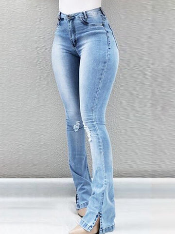 Light Flared Slit-Enhanced Skinny Jeans