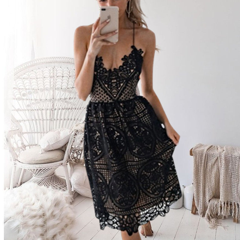 Black Vintage Lace Charm Dress
