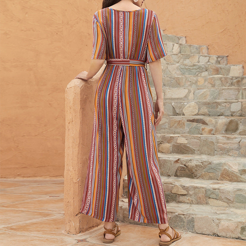 Ethnic Bohemian Jumpsuit Ladies Chic Waist