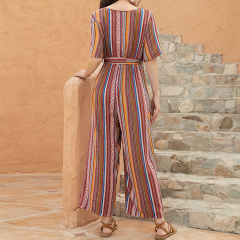 Ethnic Bohemian Jumpsuit Ladies Chic Waist