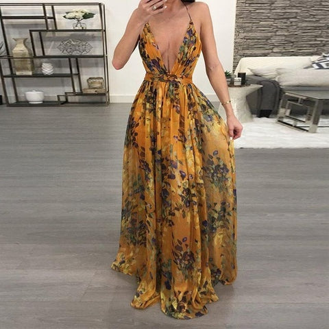 Summer Boho Style Maxi Dress Orange