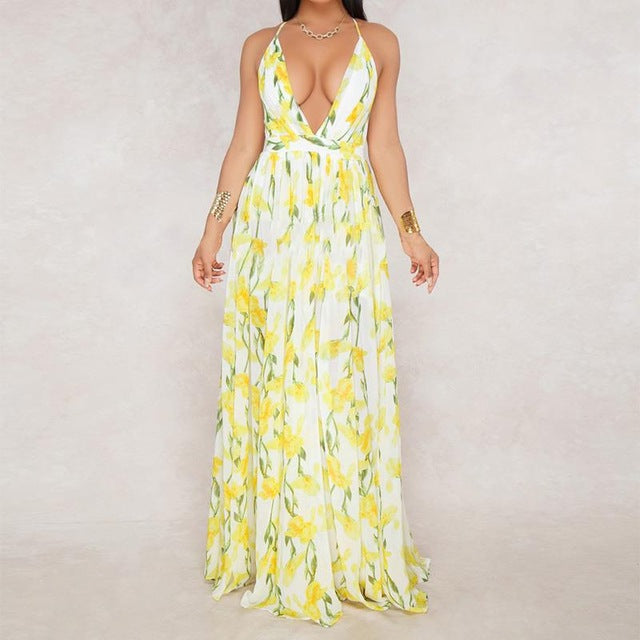 Summer Boho Style Maxi Dress Yellow