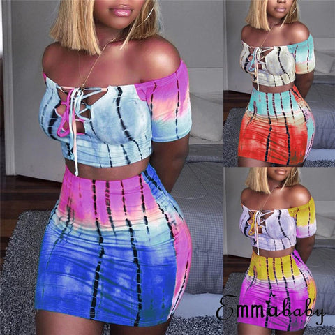 Flirty Tie-dye Mini Skirt Set
