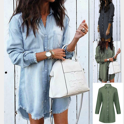 Vintage Pocketed Denim Dress