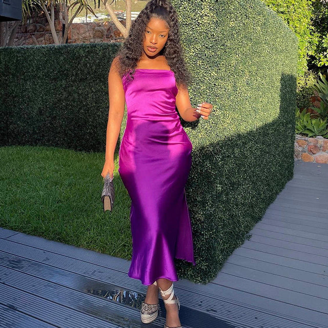 Simone Silk Dress Purple