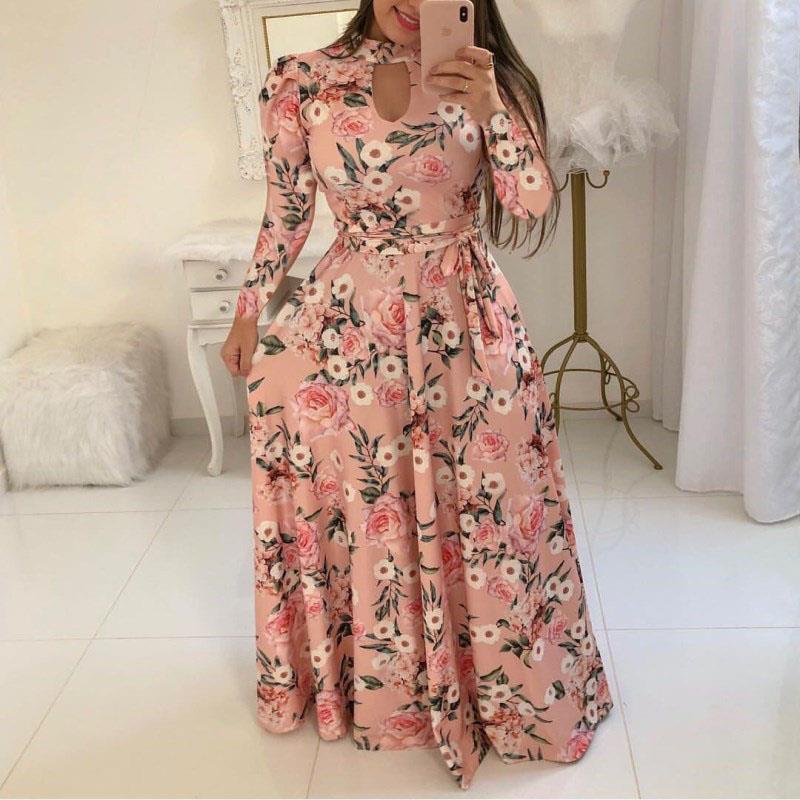 Kitenge Printed Maxi Dress Light Pink
