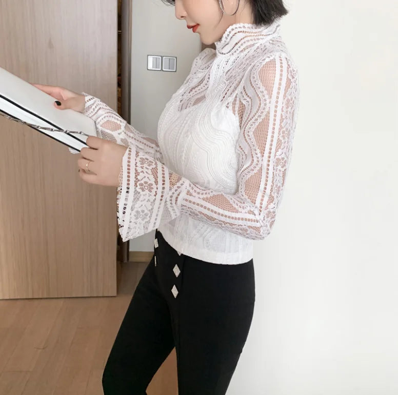 Sexy Transparent Lace Blouse for Women
