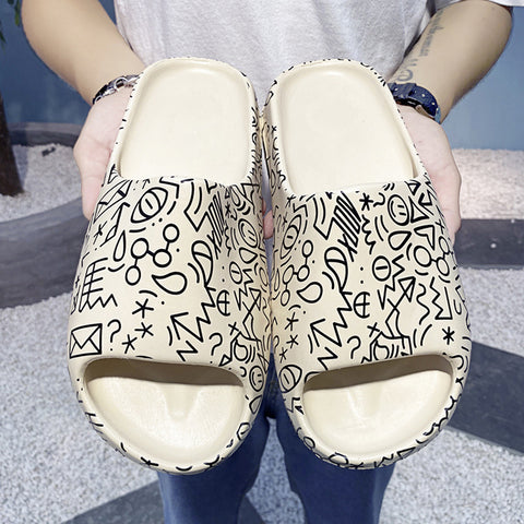 White Customize Logo Foam Runner Slippers