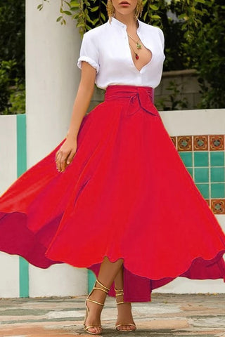 red maxi skirt