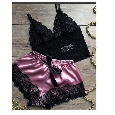 Sexy Lace Satin Lingerie Set