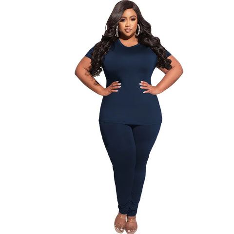 plus size two-piece pant and shirt set 