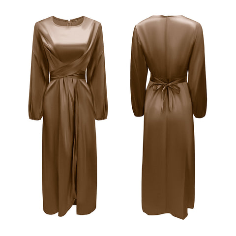 Daphne Silky Maxi Dress Brown
