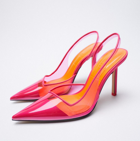  Formal Transparent Red Rose Heels