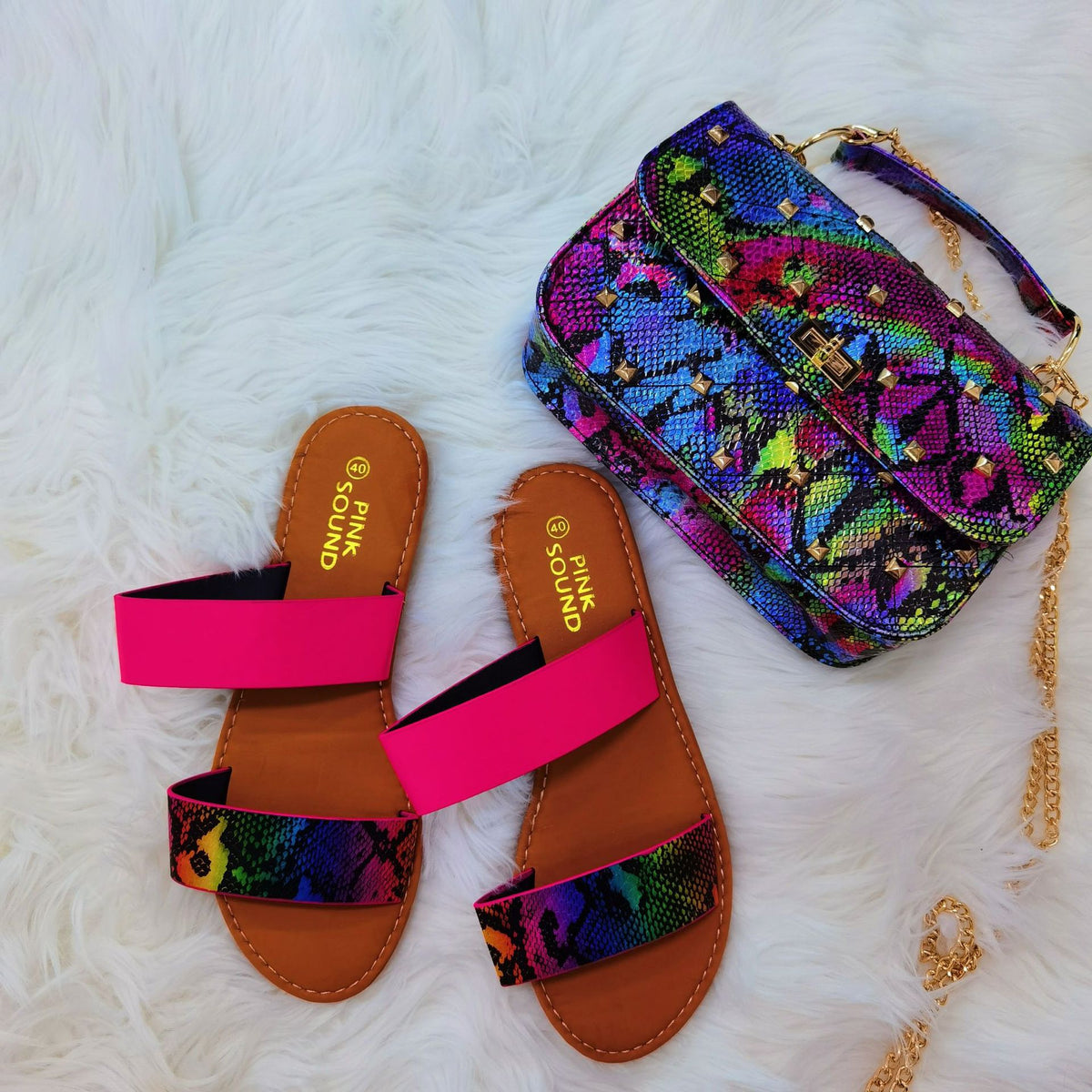 Snakeskin Handbag and Matching Sandals Set