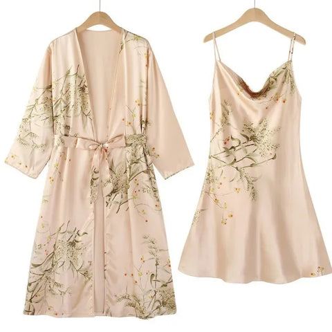 Morning Coffee Satin Robe Set champagne