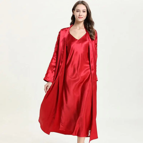 Satin Dreams Robe Set red