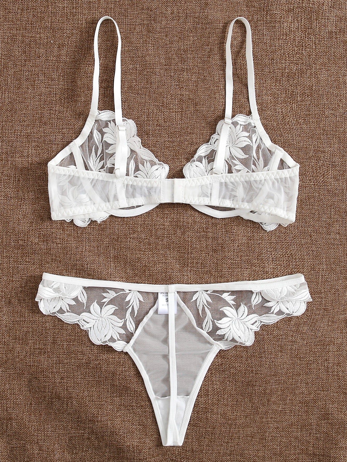 Erotic Flower White Bra Set 