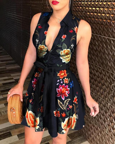 luxury Summer Printed Belted Blouse Shirt | Cultureheaven.com