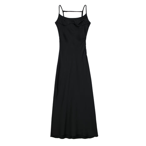 Black Angelic Satin Cami Dress