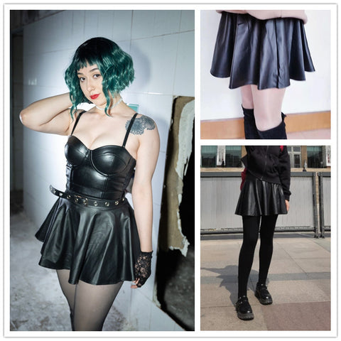 PU leather mini skirt for women