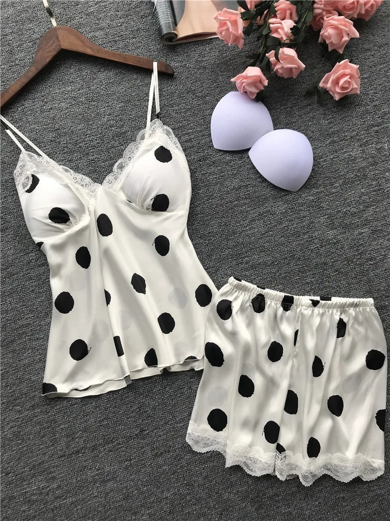 Polka Dot Love Pajama Set White