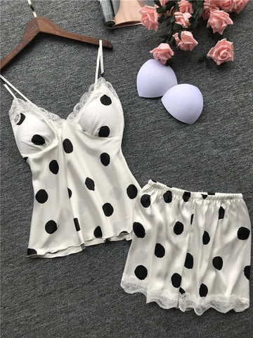 Polka Dot Love Pajama Set White