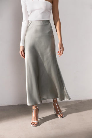 maxi satin skirt for women