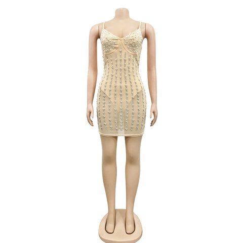 Multi Stripes Slip Bodycon Dress White