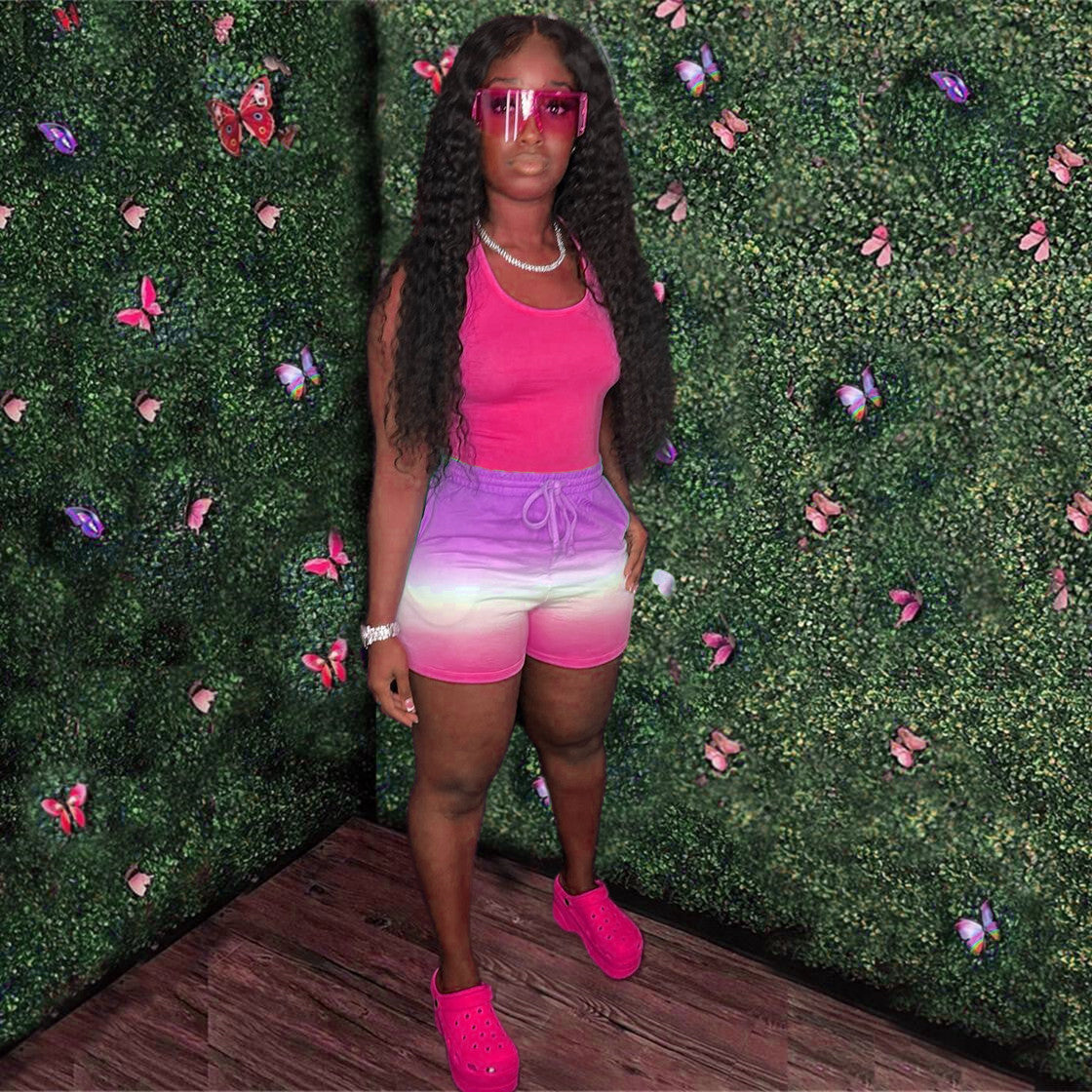 Casual Gradient Tracksuit Women Two Piece Set