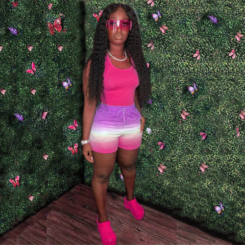 Casual Gradient Tracksuit Women Two Piece Set