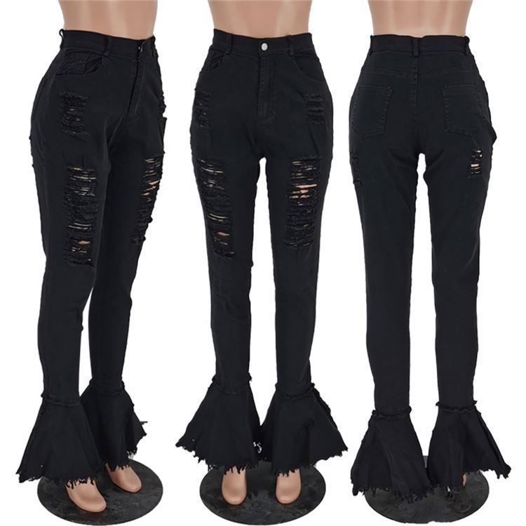 ripped flare jeans