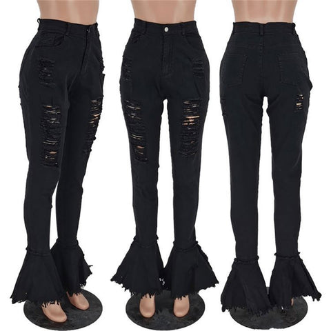 ripped flare jeans