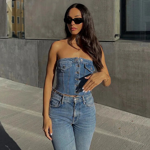 Denim Corset Top 
