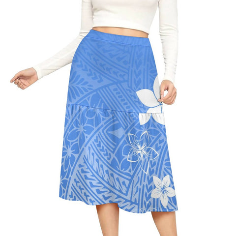 blue printed mini skirt for women