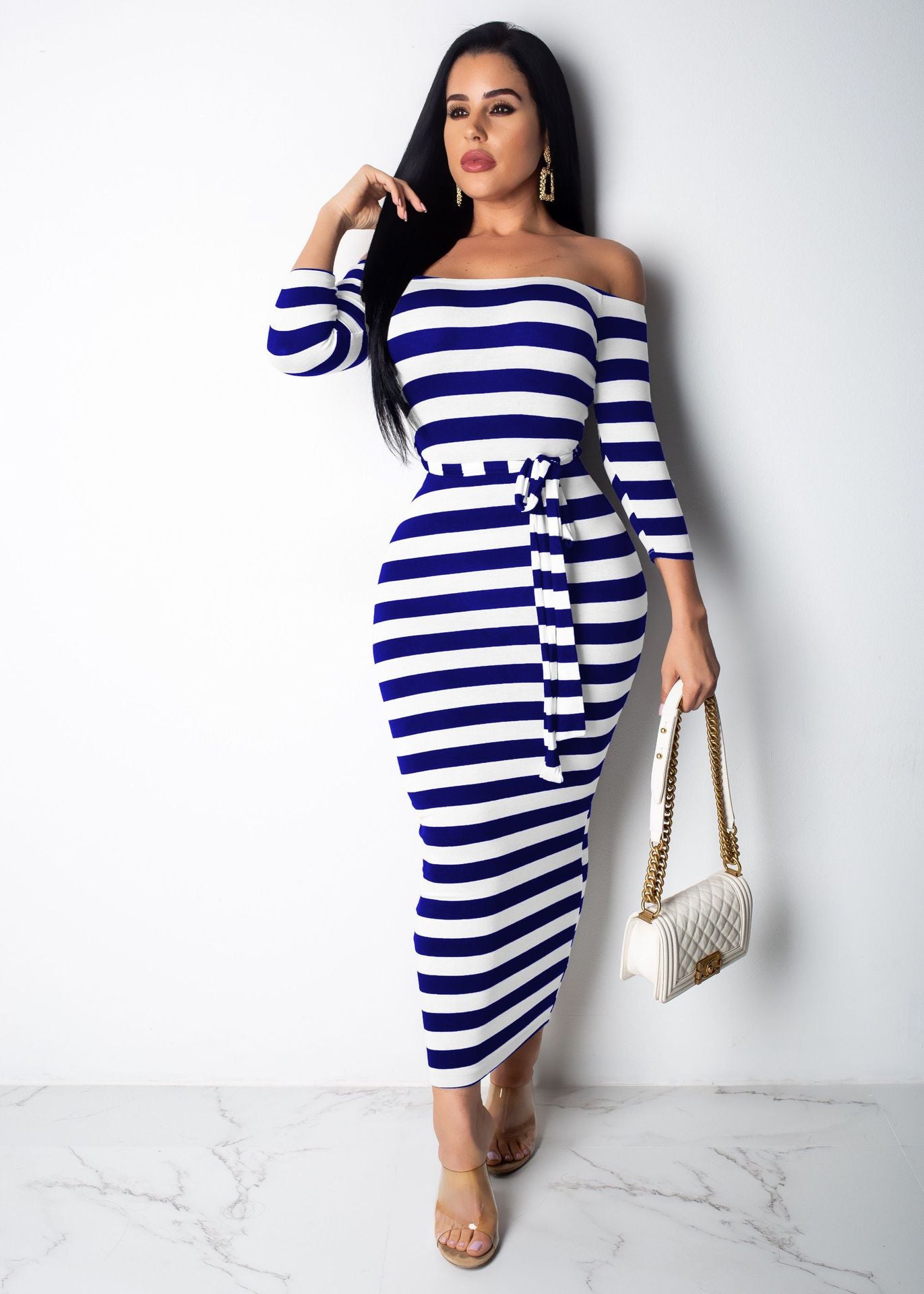 Tightly Wrapped Maxi Dress Blue
