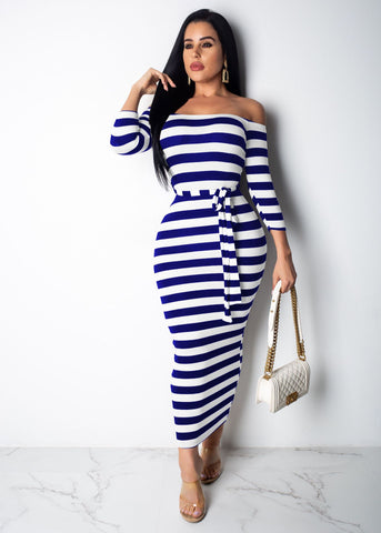 Tightly Wrapped Maxi Dress Blue