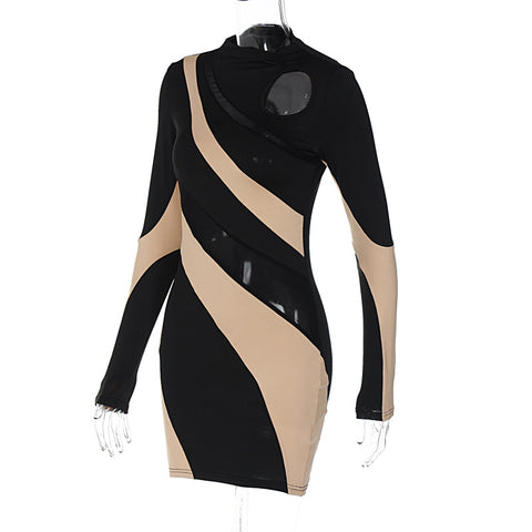Black Twisted Stripe Night Club Dresses