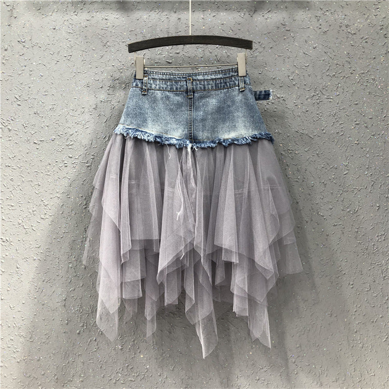 Denim MIni Tulle Skirt for Women