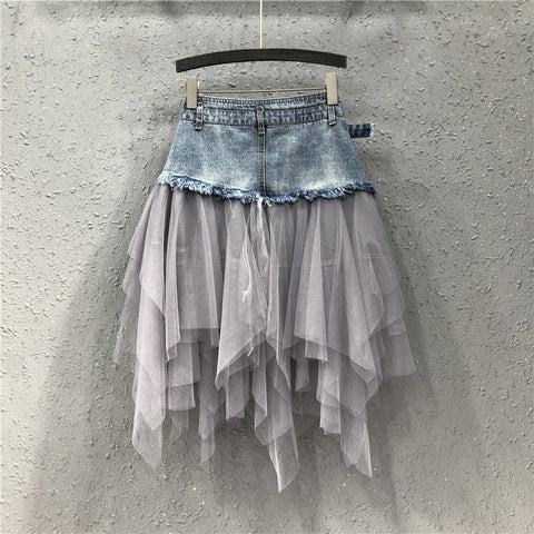 Denim MIni Tulle Skirt for Women