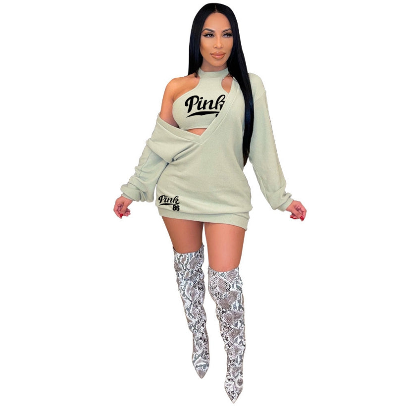 "Pink" Sweater Dress Light Green