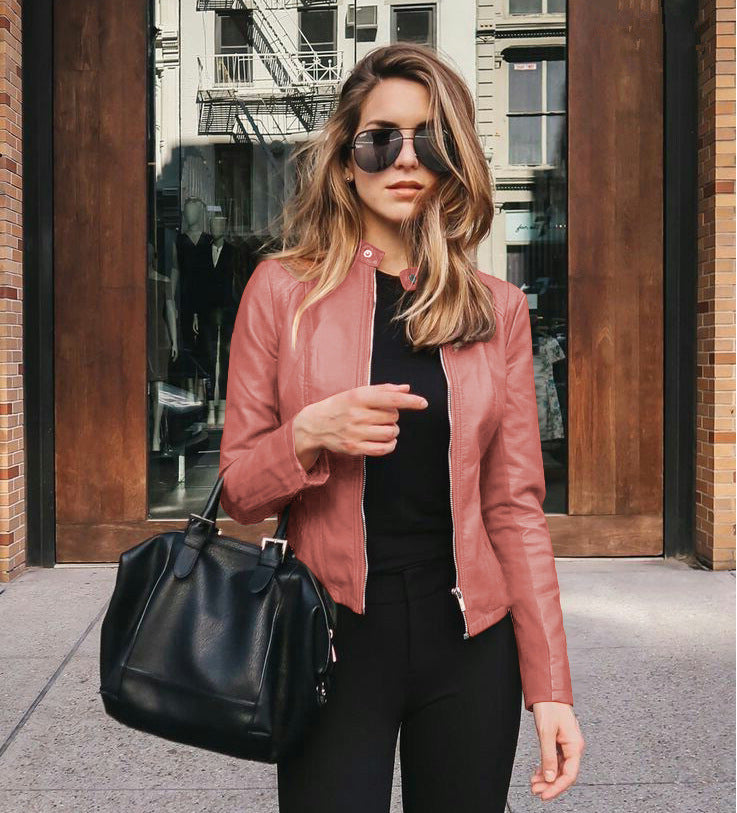 Women  Out For A Ride Leather Jacket Rose