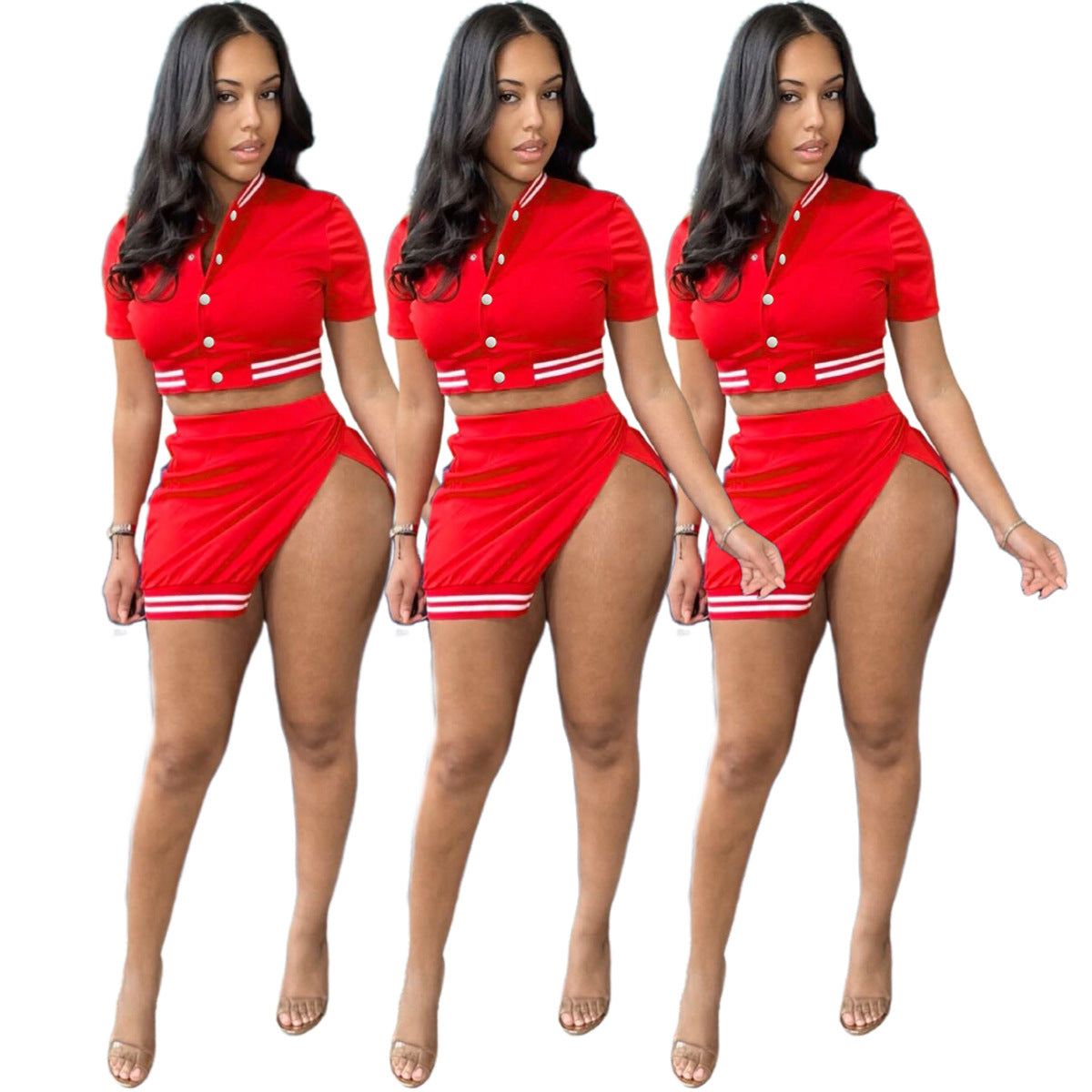 womens varsity crop top jacket set