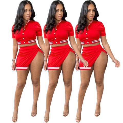 womens varsity crop top jacket set