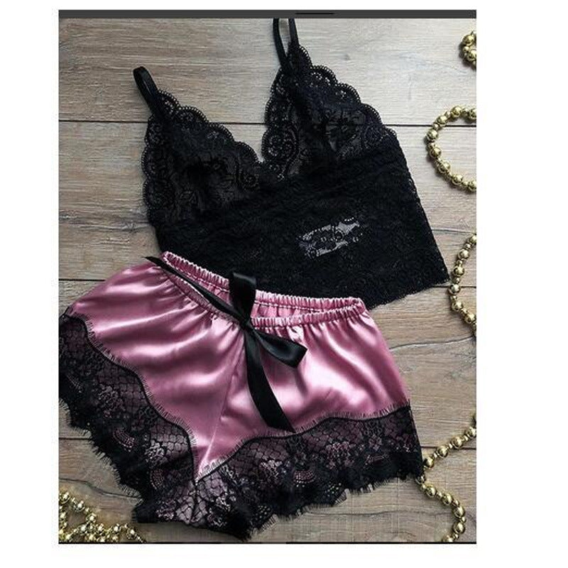 Sexy Lace Satin Lingerie Set