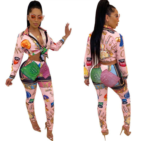Tops & Bandage Pants Set Pink