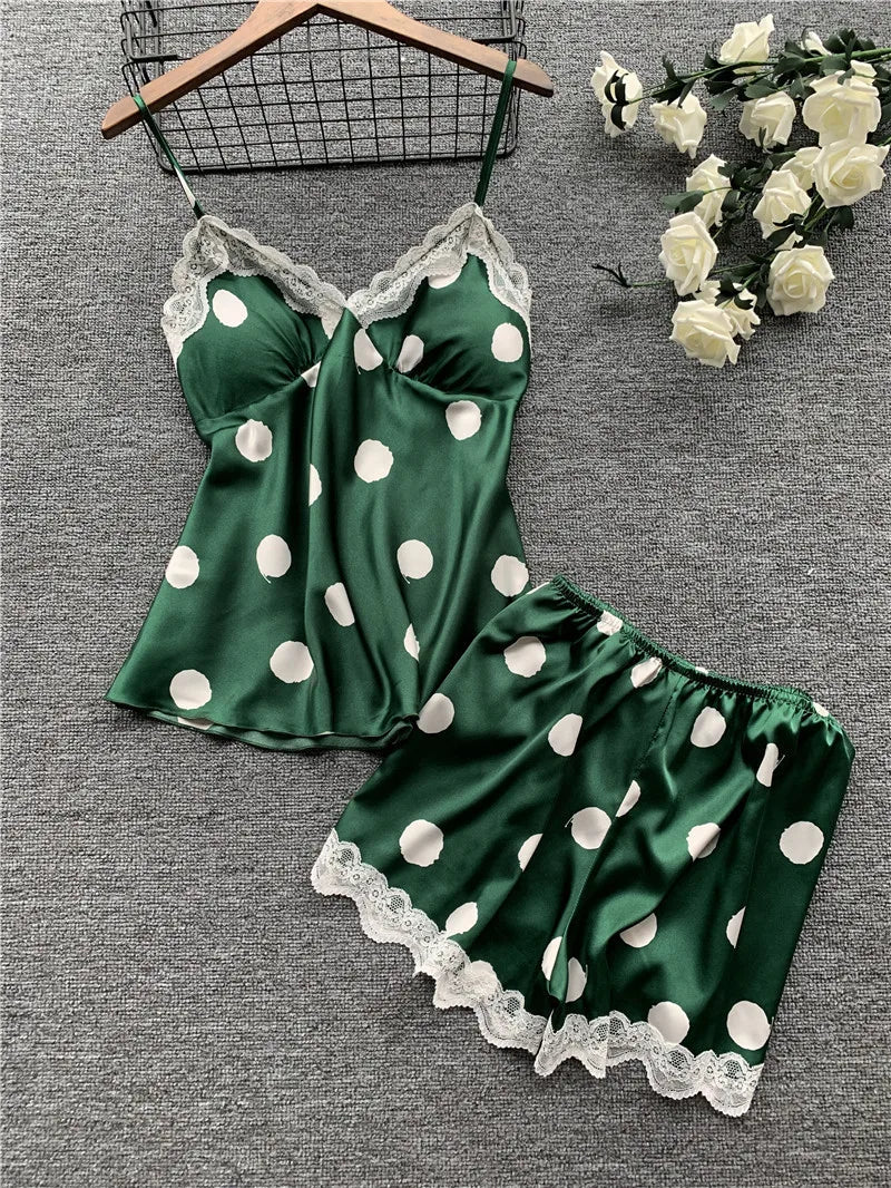 Polka Dot Love Pajama Set Green