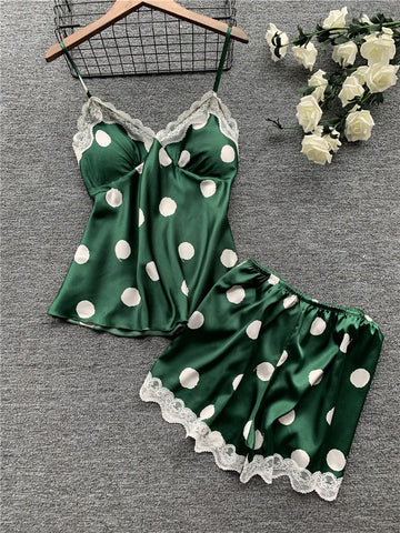Polka Dot Love Pajama Set Green