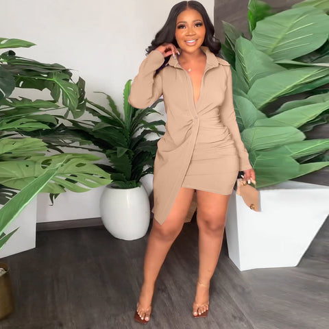 Irregular Design Summer Dress Khaki