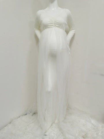 White Maternity Vestidos Evening Maxi Dress 